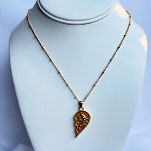 Gold Half Heart Pendant Necklace